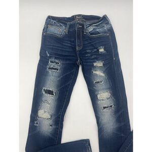 New Remix by Rock Revival Distressed Straight Leg Jeans Size 25